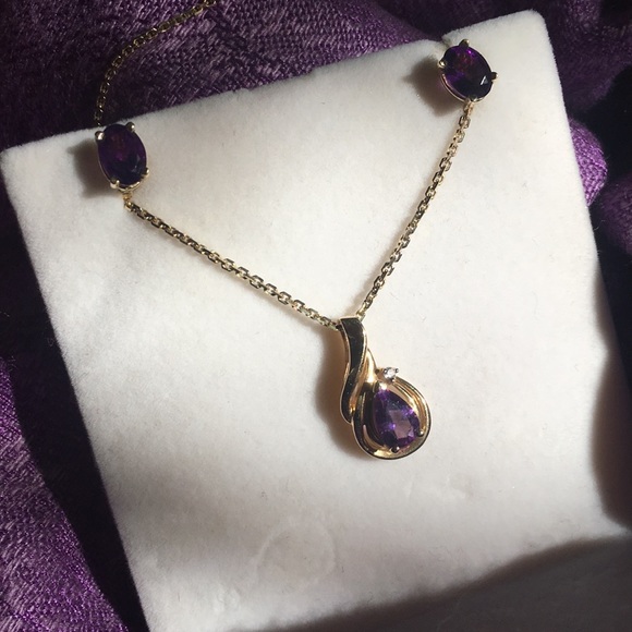 π πAmethyst drop, pierced earrings. - Picture 2 of 4